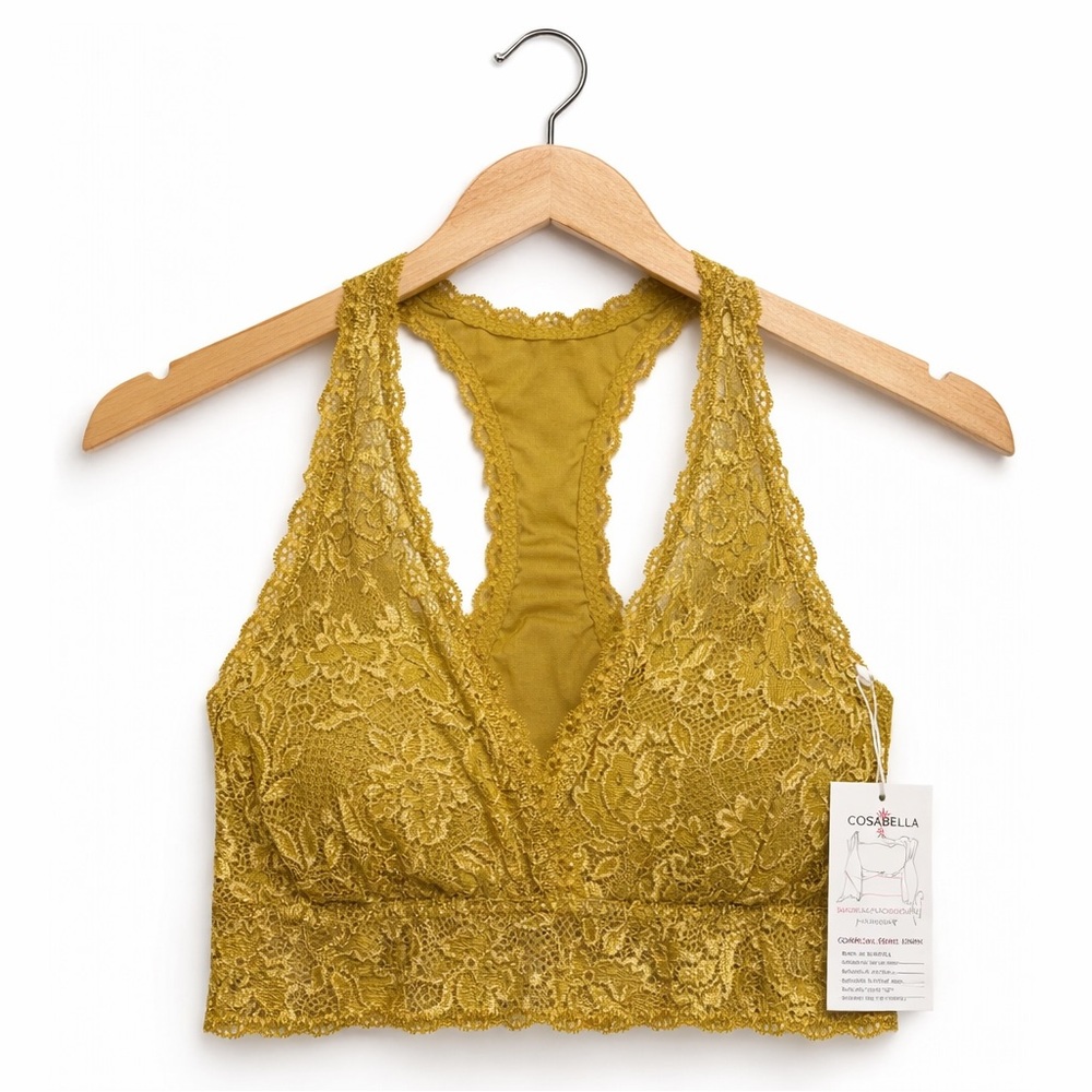 Cosabella Never Say Never Curvy Racie Racerback Bralette Chartreuse Small NWT